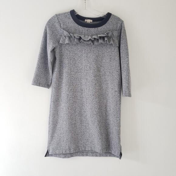 J. Crew Crewcuts Ruffle-Trim Dress Knit Gray Shift Girl 14 - Picture 2 of 6